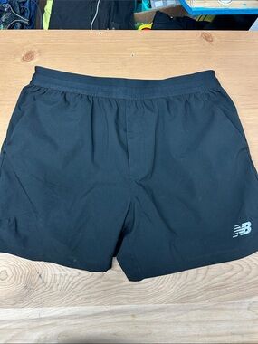 New Balance Men's Black Athletic Running Shorts with Reflective Logo